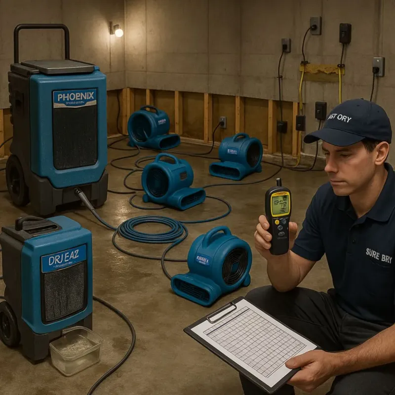 Structural Drying and Dehumidification process in Akron, NY